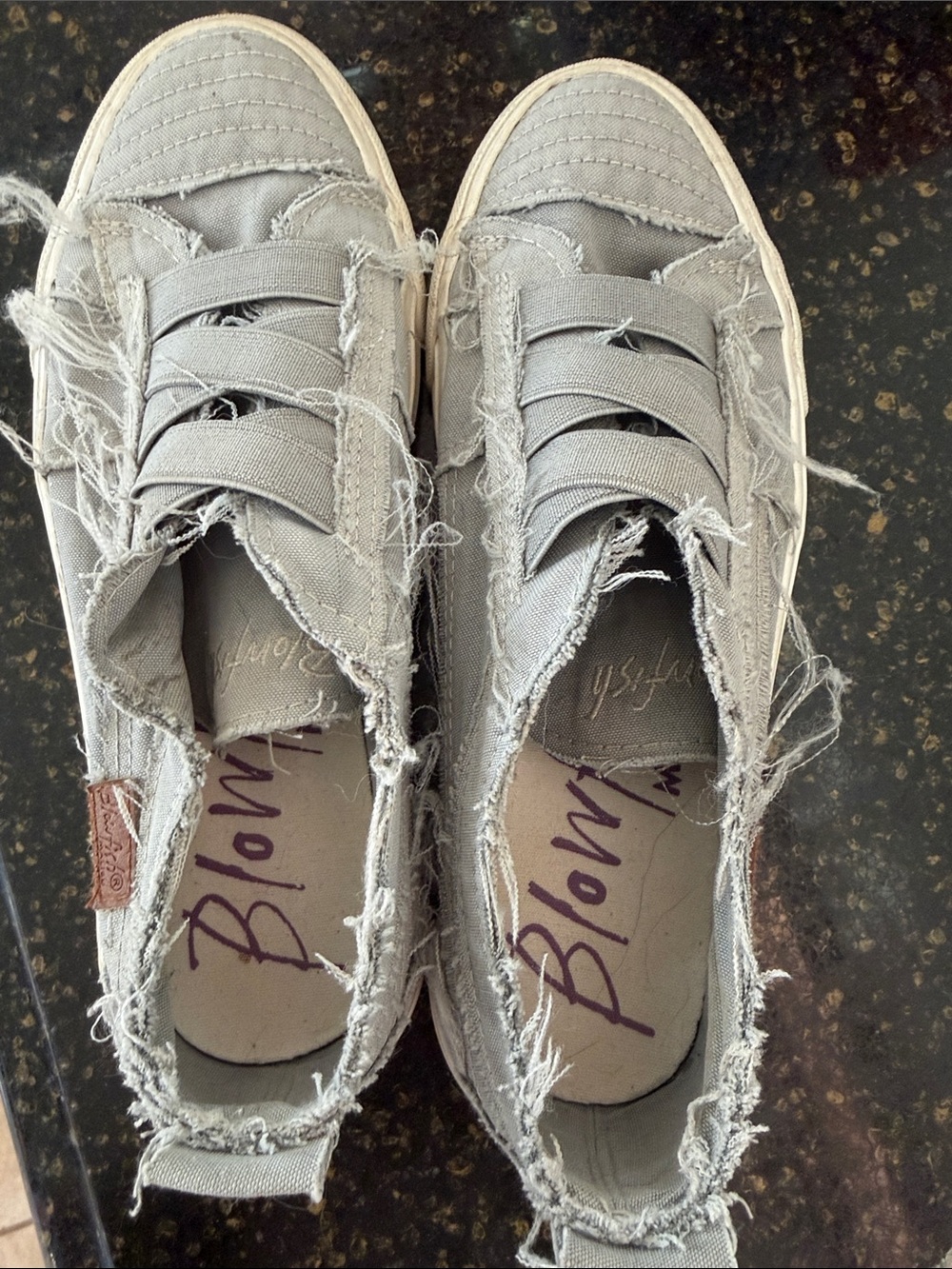 Blowfish Gray Frayed Canvas Slip-On Sneakers